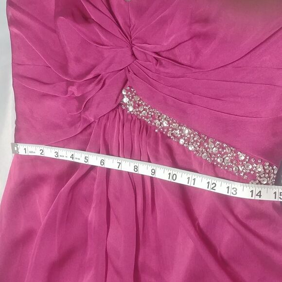 NWT Belsoie Special Occasion/Prom Plum 14 One Shoulder Knee Length Dress - Picture 6 of 11